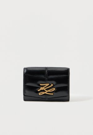 KARL LAGERFELD, AUTOGRAPH QUILT FLAP - Πορτοφόλι - black/gold-coloured