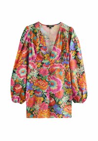 Next TALL FIT - LONG SLEEVE WAISTED - Laisvo kirpimo suknelė - bright pink floral