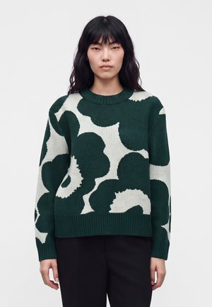 Marimekko, VIRTAUS UNIKKO - Stickad tröja - dark green/off white