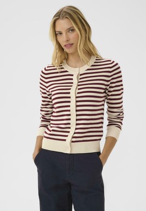 TANISHA - Vesta na kopčanje - tawny port stripe