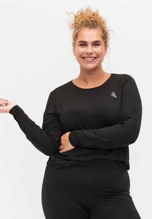 ABASIC - Tops ar garām piedurknēm - black