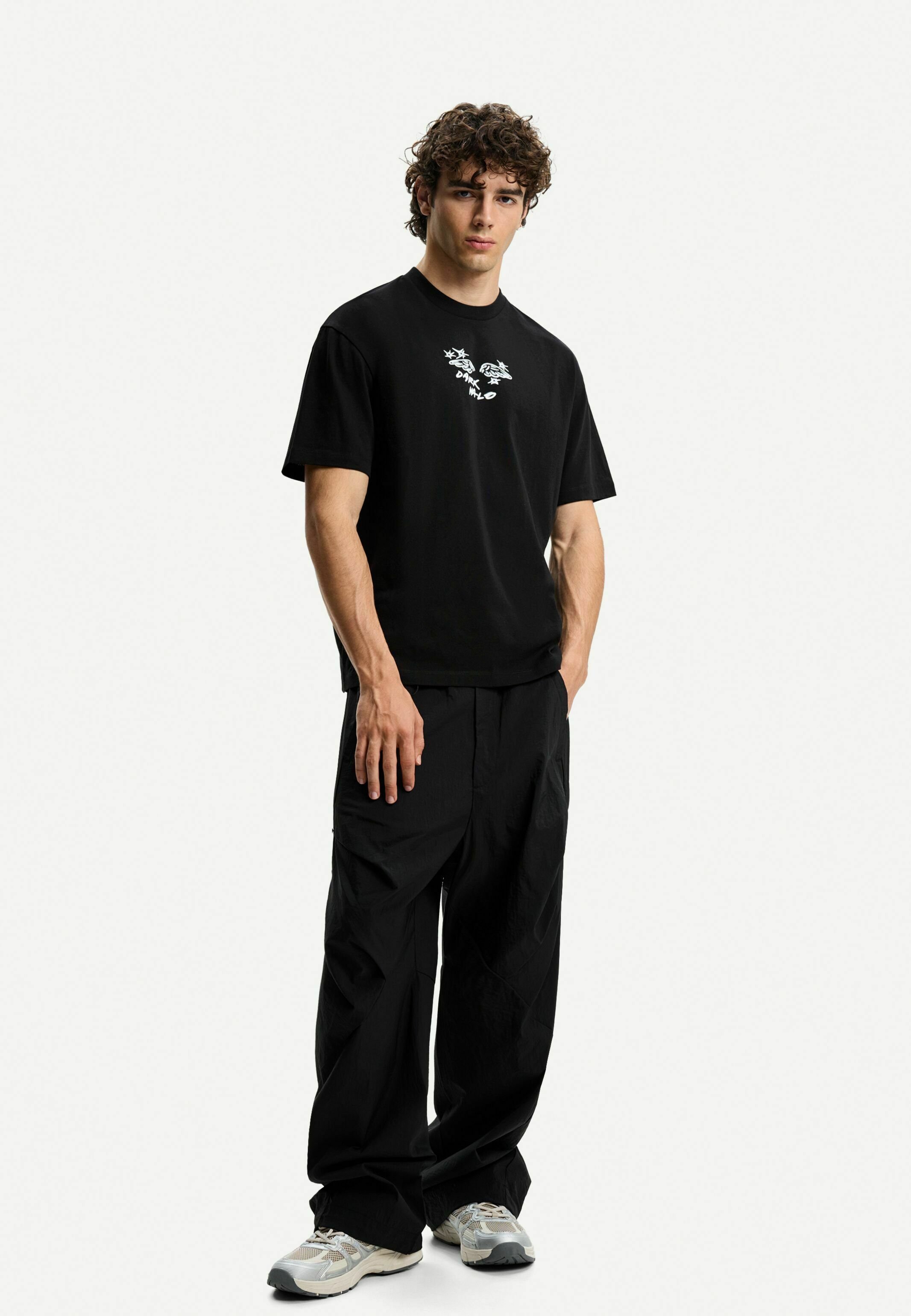 Bershka SHORT SLEEVE - Print T-shirt - black - Zalando.ie