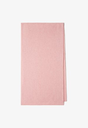 Lichtroze deken gemaakt van zacht stof, met een gladde textuur en een schone, eenvoudige rechthoekige vorm. Randen zijn keurig afgewerkt.