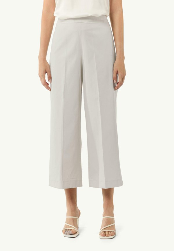 MIT SEITLICHEM REISSVERSCHLUSS UND SEMI-WIDE-LEG - Stoffhose - helles beige