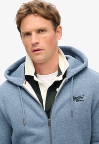 Superdry & Co ESSENTIAL LOGO HOOD TRACK  - Sudadera con cremallera - selvedge blue grit