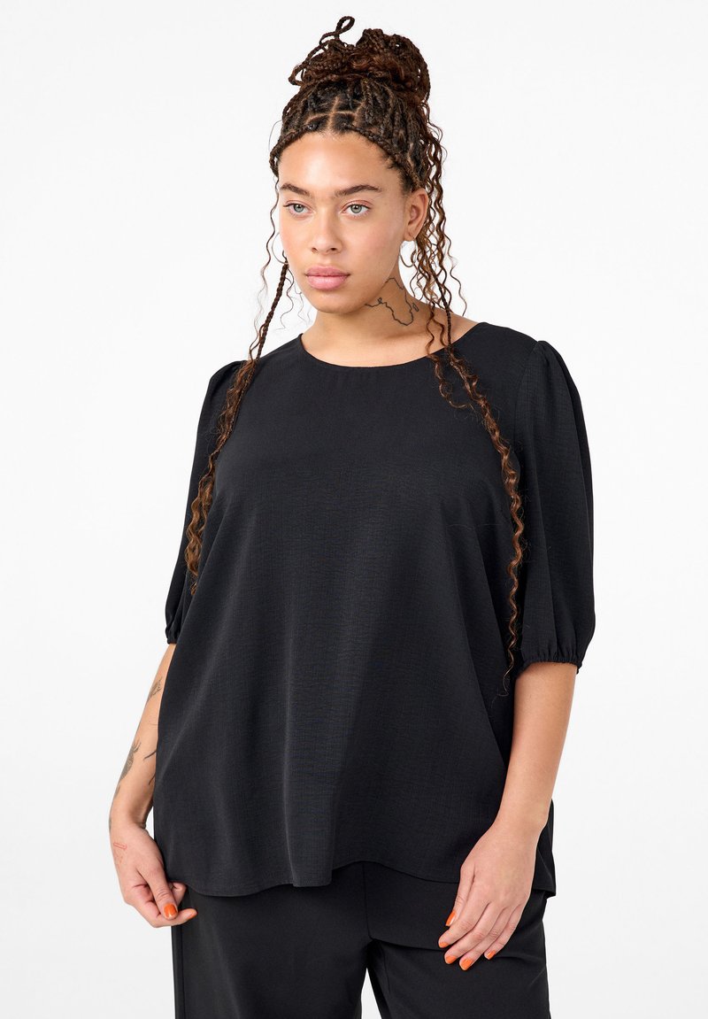 Zizzi MIT KURZEM ARM UND SCHLEIFE HINTEN - Blūze - black