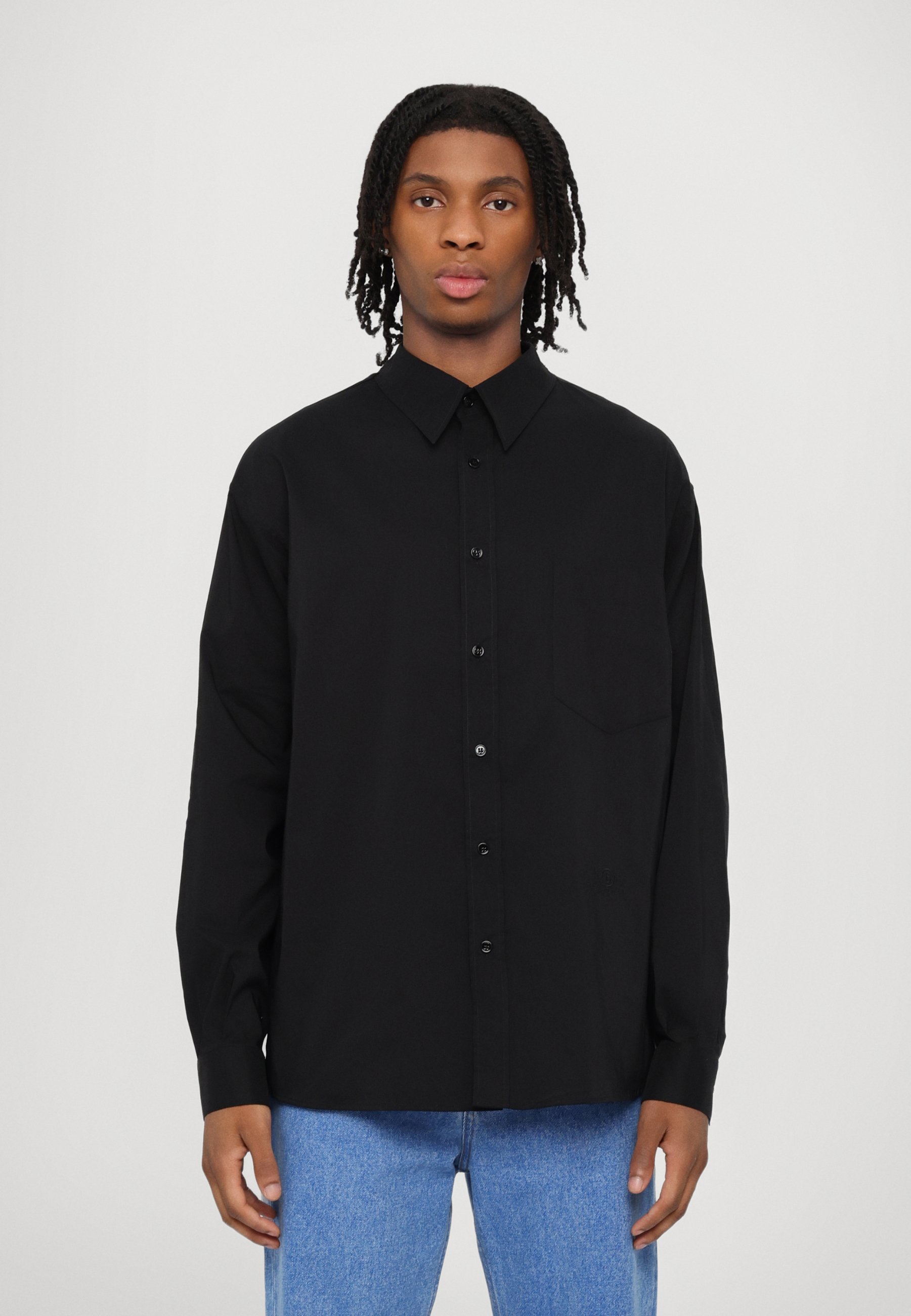 Torn Shirt Uomo - Camicia Maniche Lunghe In Cotone Nero - Vestibilità Regular - Abbigliamento Rock E Gothic