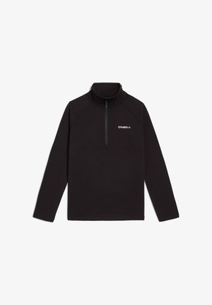 Must must-suurusega must pool-zip pullover, mis on valmistatud pehmest kangast. Omab kõrget kaelust ja raglanvarrukaid. Rindadele on trükitud valge "ONEILL" logo.