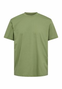 Grøn bomulds t-shirt med rund halsudskæring og korte ærmer. Har et ensartet design og en afslappet pasform, velegnet til afslappet brug.