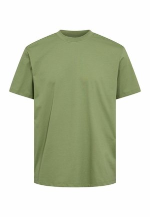 T-shirt verde in cotone con scollo rotondo e maniche corte. Presenta un design semplice e una vestibilità comoda, adatta per un abbigliamento informale.