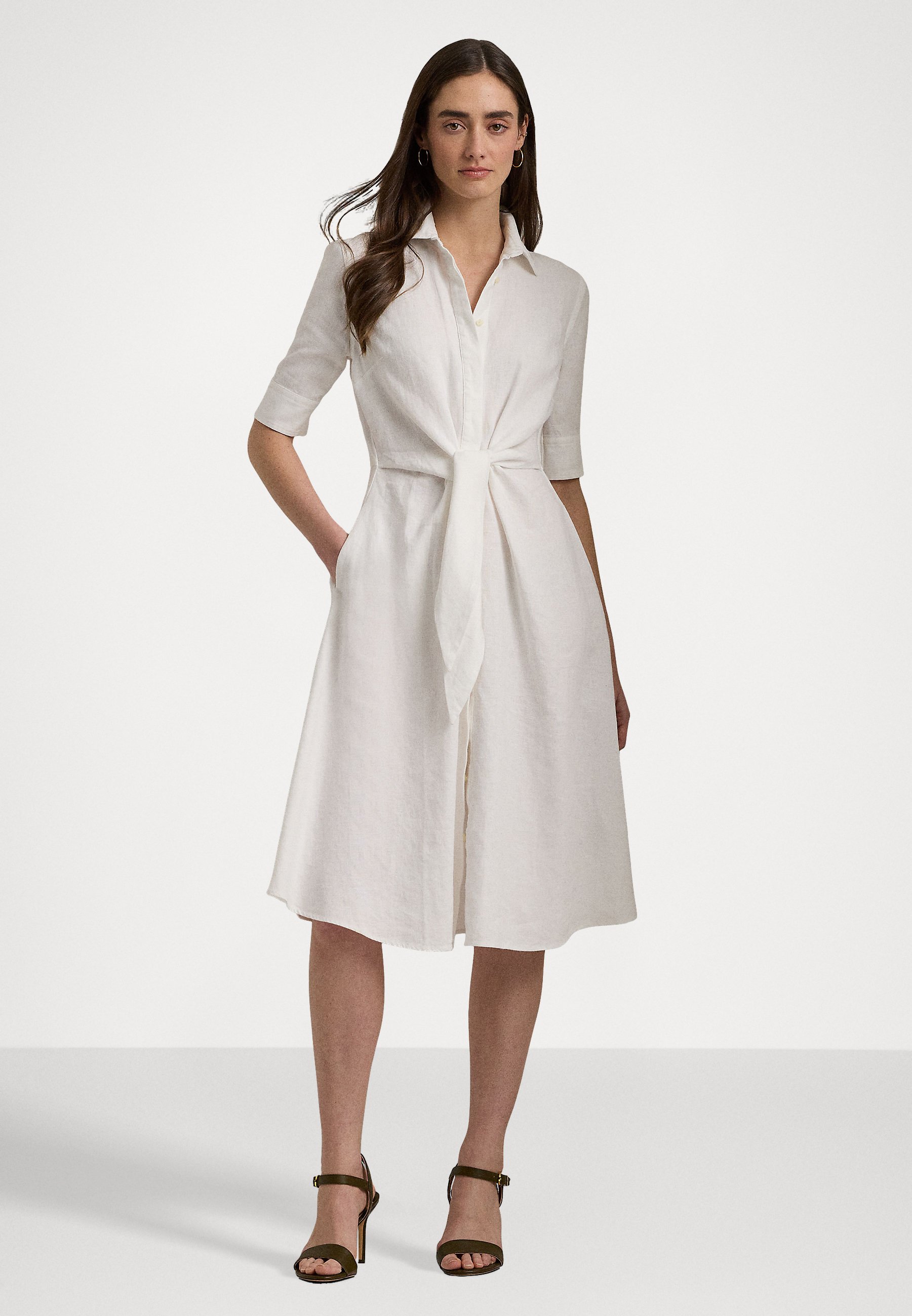 Lauren Ralph Lauren Petite TIE FRONT LINEN SHIRTDRESS