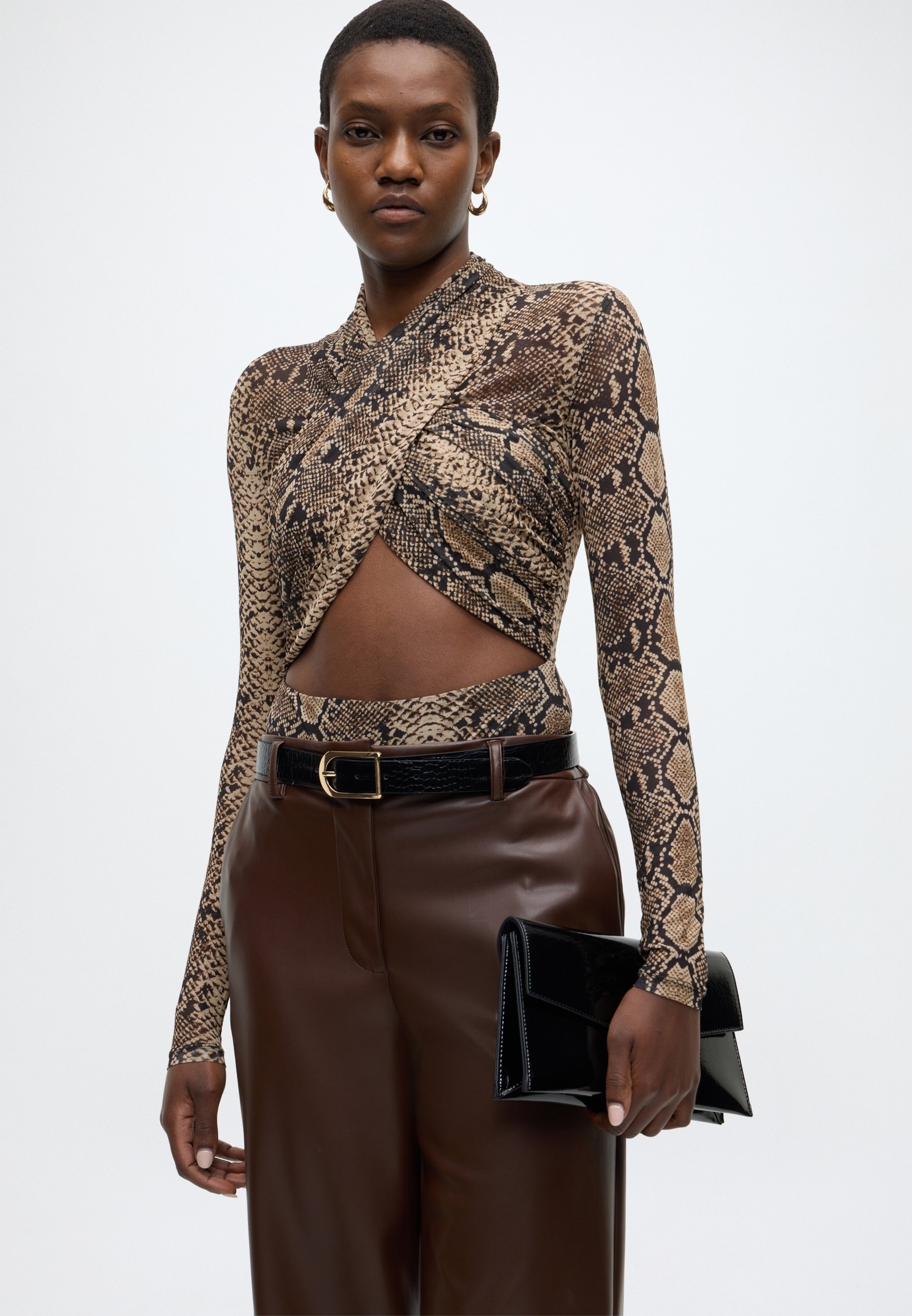 nike yellow snake print long sleeve bodysuit