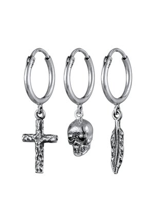 SET SKULL CROSS FEATHER - Ohrringe - silberfarben