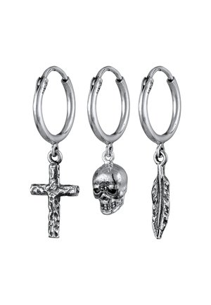 KUZZOI SET SKULL CROSS FEATHER - Ohrringe - silber