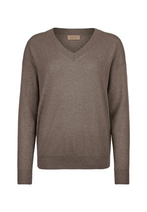 Falconeri, ULTRASOFT V-NECK - Striktrøje - mottled light brown