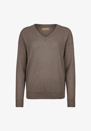 Falconeri, ULTRASOFT V-NECK - Striktrøje - mottled light brown