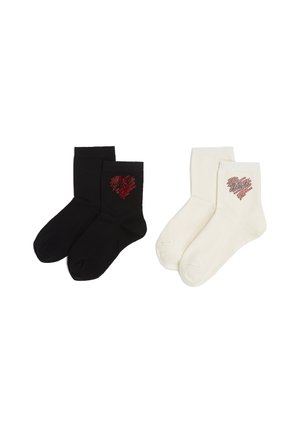 K/HEART RHINESTONE  - Calze - black cream