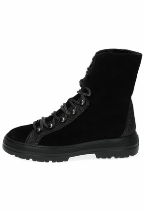 Winter boots - soft suede glitter fine black