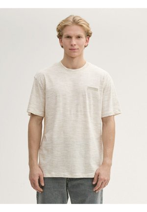 TOM TAILOR DENIM Paprasti marškinėliai - white beige stone inject