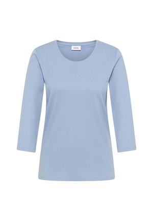 T-shirt a maniche lunghe blu chiaro realizzato in morbido cotone, con scollatura rotonda e vestibilità rilassata. Design minimale, senza motivi né dettagli.