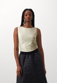 Gina Tricot SOFT TOUCH BOATNECK TOP - Toppi - pumice stone
