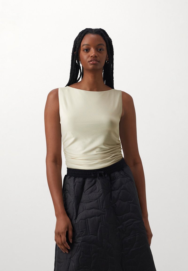 Gina Tricot SOFT TOUCH BOATNECK TOP - Toppi - pumice stone