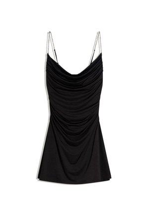 DRAPED WITH CHAIN STRAPS - Dnevna haljina - black