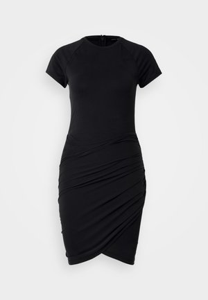 Good American SANDWASHED WRAP DRESS - Dzsörzéruha - black