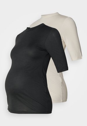 Anna Field MAMA 2 PACK - Basic T-shirt - black/beige