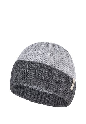 Sterntaler, STRICKMÜTZE MIT RIPPENSTRICK UND UMSCHLAG UNISEX - Beanie - silber melange