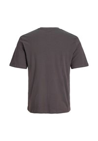 Grå kortærmet T-shirt med rund hals, lavet af blødt bomuldsstof. Har et enkelt, udekoreret bagdesign og lige afslutning.