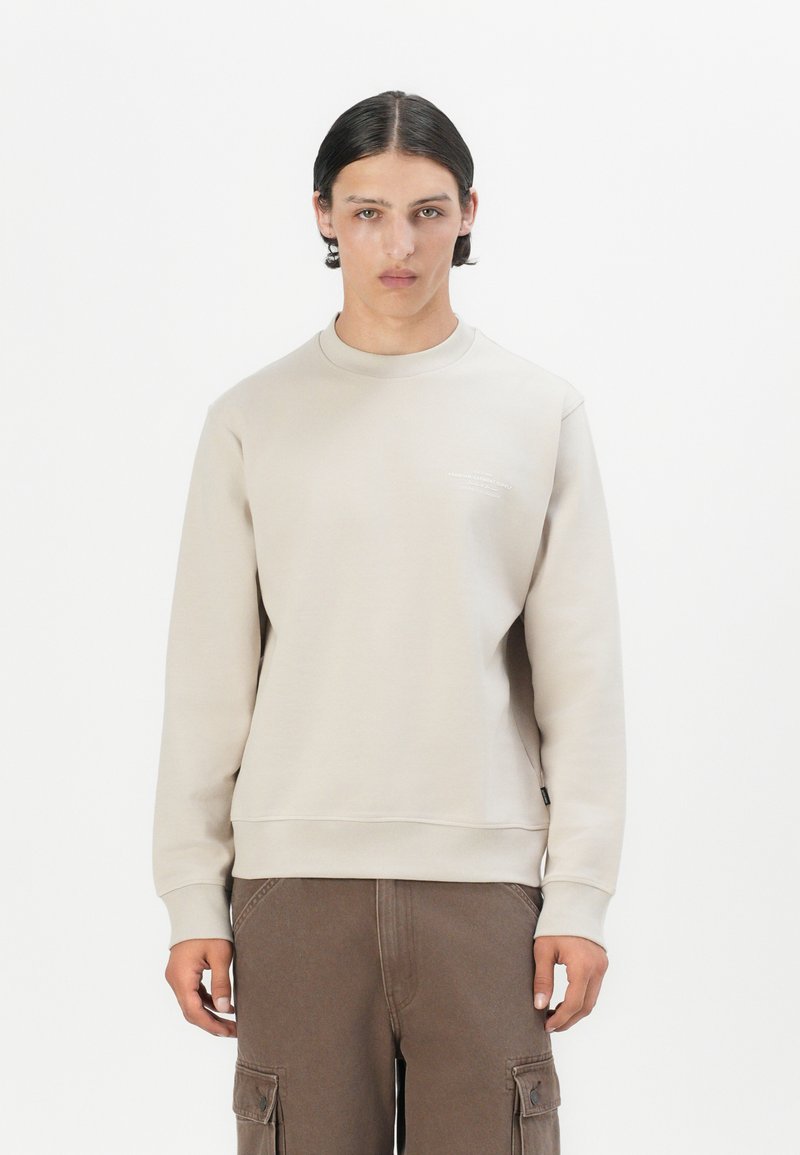 Jack & Jones PREMIUM JPRBLACHAD BRANDING CREW NECK - Felpa - beige