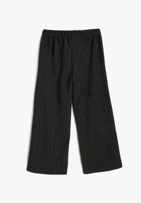 Wijd gevallen broek in donkergrijs, met een gestructureerd ribbelontwerp en een elastische tailleband voor comfort.