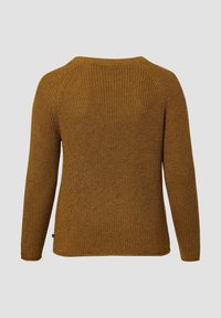 Strickpullover in Senfgelb, mit einem strukturierten, gerippten Design, langen Ärmeln, Rundhalsausschnitt und einem geraden Saum hinten.