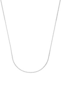 Collana d'argento con una delicata catena sottile caratterizzata da piccoli anelli intrecciati. Texture liscia e finitura lucida in tutto.