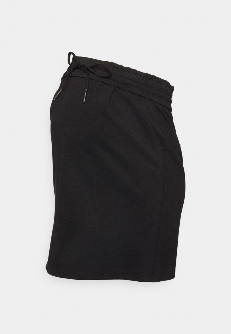 Calções atléticos pretos com uma cintura elástica e cordão ajustável. Tecido suave com bolsos laterais e um design simples e aerodinâmico.