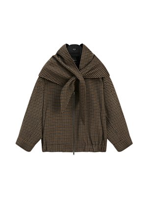 Massimo Dutti, GINGHAM BOMBER JACKET WITH SCARF - Let jakke / Sommerjakker - dark brown