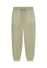 Lys grønne sweatpants med elastisk talje, snøre og sidelommer. Har et tofarvet design og lille logo detalje på det ene ben.
