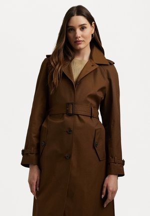 Lauren Ralph Lauren BELTED COTTON BLEND TRENCH COAT - Gabardina - dark terracotta