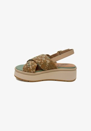 Luciano Barachini, INTRECCIO - Sandalen met plateauzool - tan