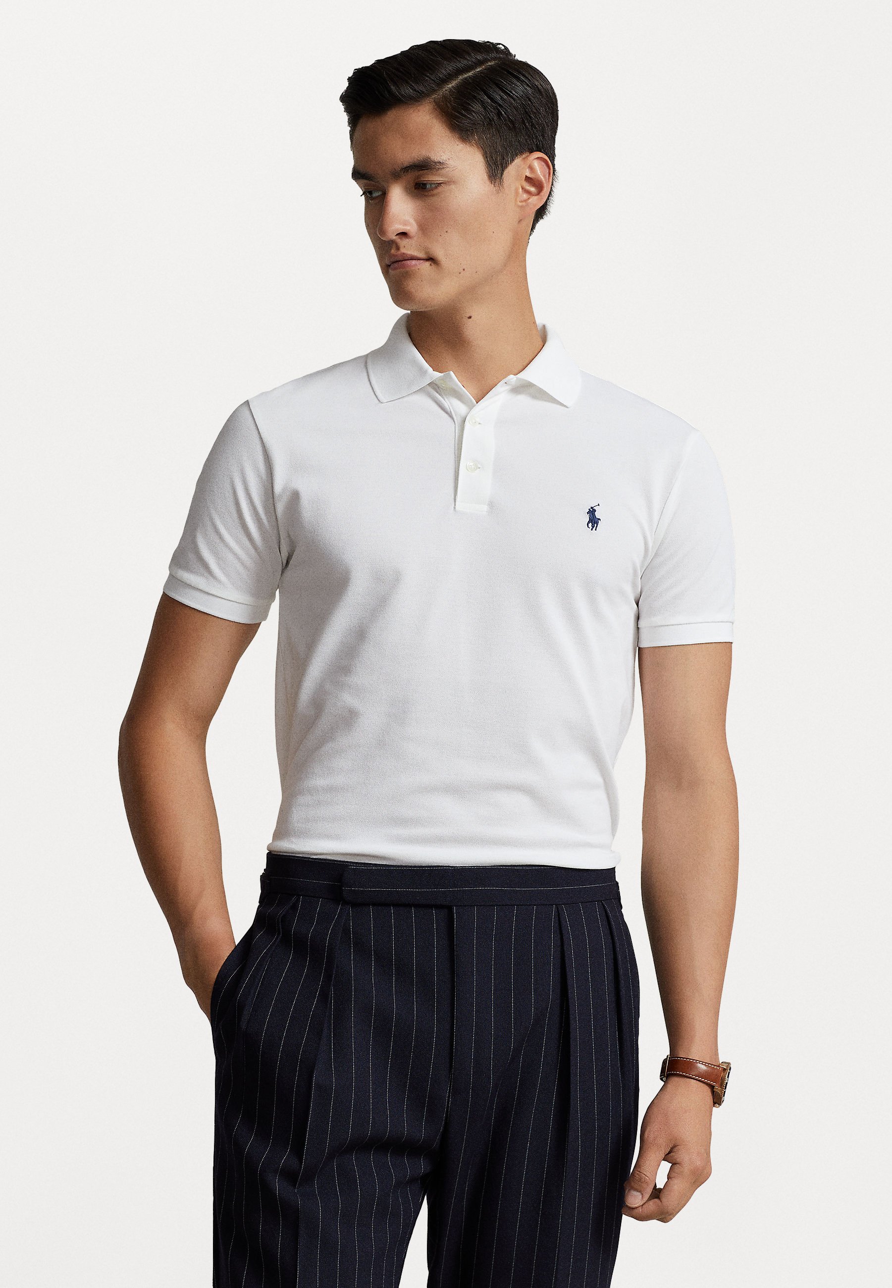 short sleeve polo shirt white