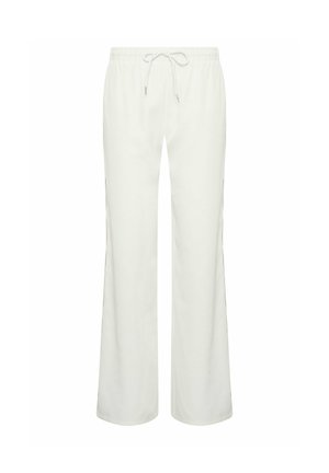 Pantaloni bianchi a taglio ampio con vita elasticizzata e coulisse, design a gamba dritta, realizzati in tessuto leggero.