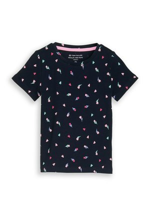 MIT BLUMENMUSTER - T-shirt print - dark blue tulip print small