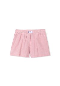 Rood-witte gestreepte katoenen shorts met een relaxte pasvorm, elastische tailleband en zijzakken. Merkenlabel op de voorkant van de tailleband.