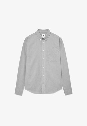 Halli pikkade varrukatega nupp-särk, millel on tasku, krae ja tikandiga logo rinnal. Valmistatud tekstuurilisest kangast.