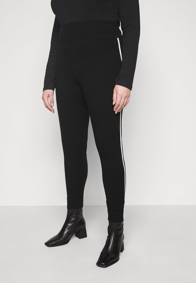WHITE SIDE STRIPE - Leggings - black