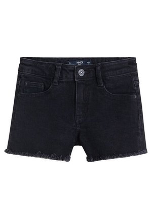 Sorte denimshorts med frynset kant, fem-lommer design og frontknaplukning. Fremstillet af bomuld med en glat tekstur.