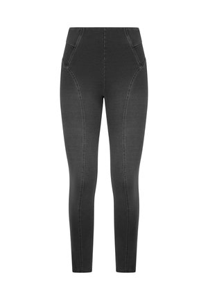 VITA ALTA CON IMPUNTURE DECORATIVE - Leggings - jeans nero cuciture in tono