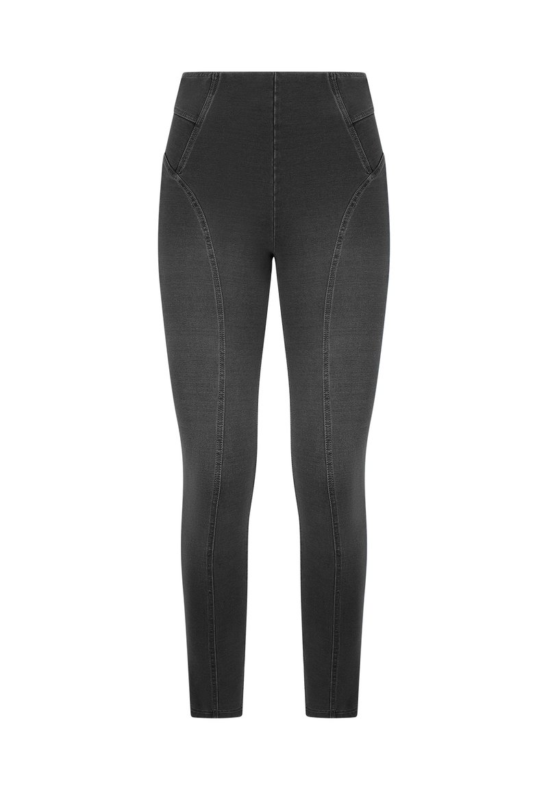 Freddy VITA ALTA CON IMPUNTURE DECORATIVE - Leggings - jeans nero cuciture in tono
