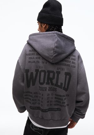 PRINTED BOXY FIT ZIP-UP  - Cipzáras pulóver - dark grey